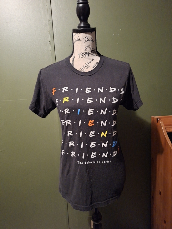 FRIENDS Tops - FRIENDS Black Crewneck Tee with White Logo Print